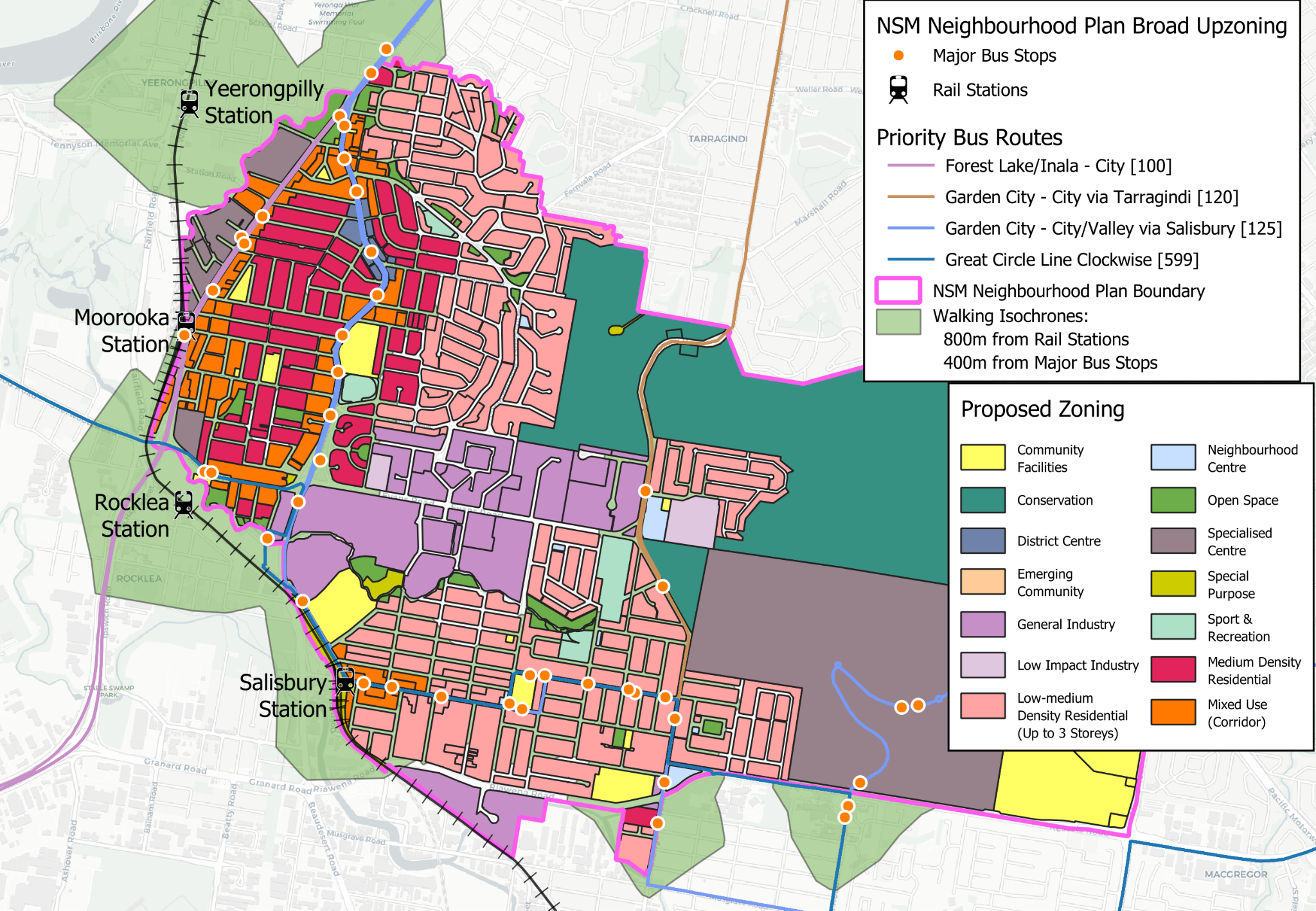 Map of the Moorooka-Salisbury area showing Greater Brisbane's proposal