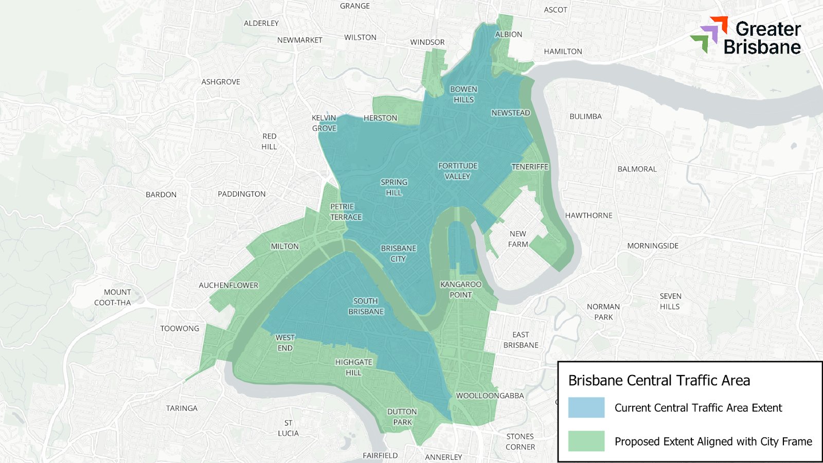 The Central Traffic Area superimposed over the City Frame